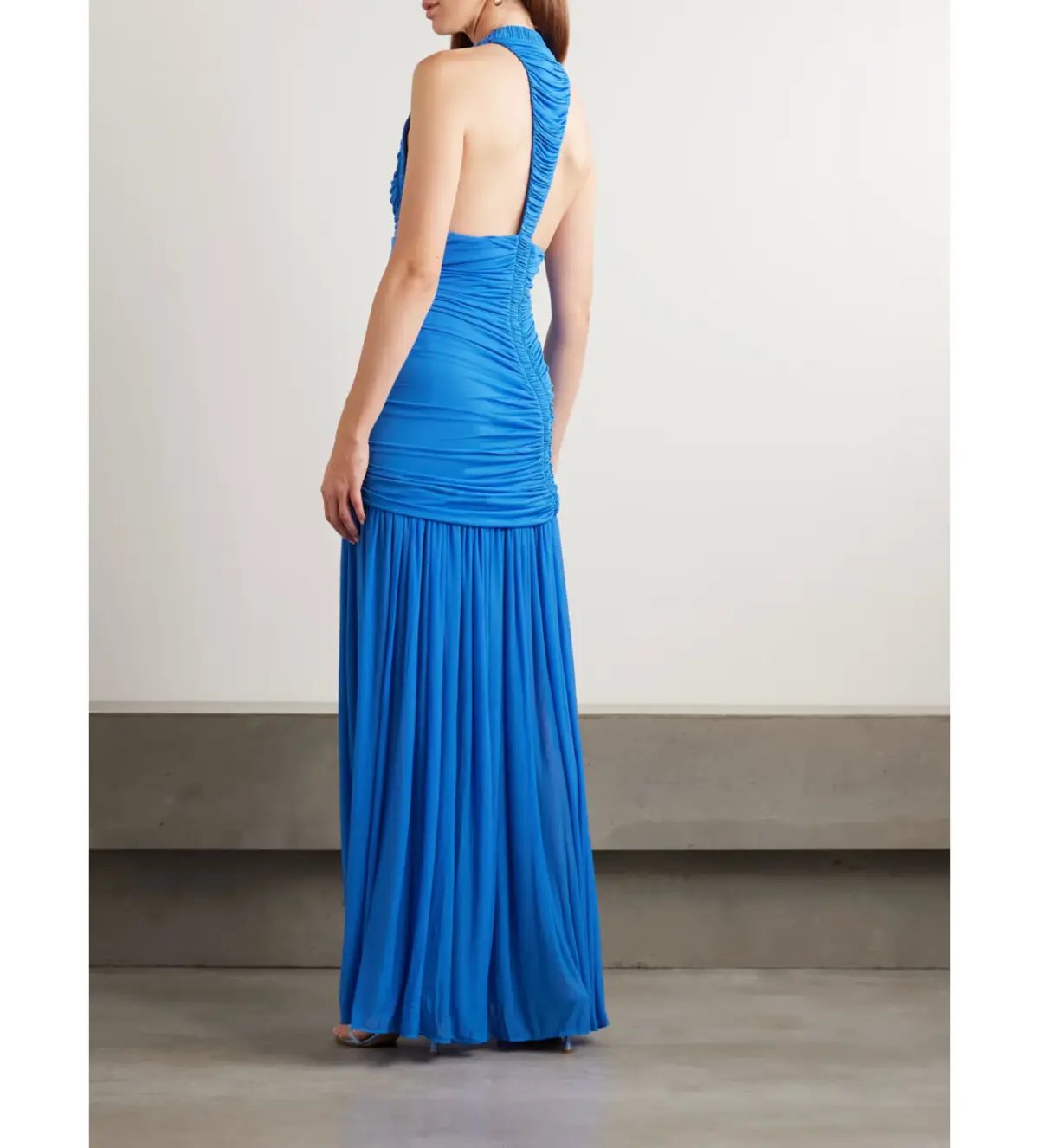 Christopher Esber Orion Open-back Ruched Mesh Gown in Blue Size 6 photo 2