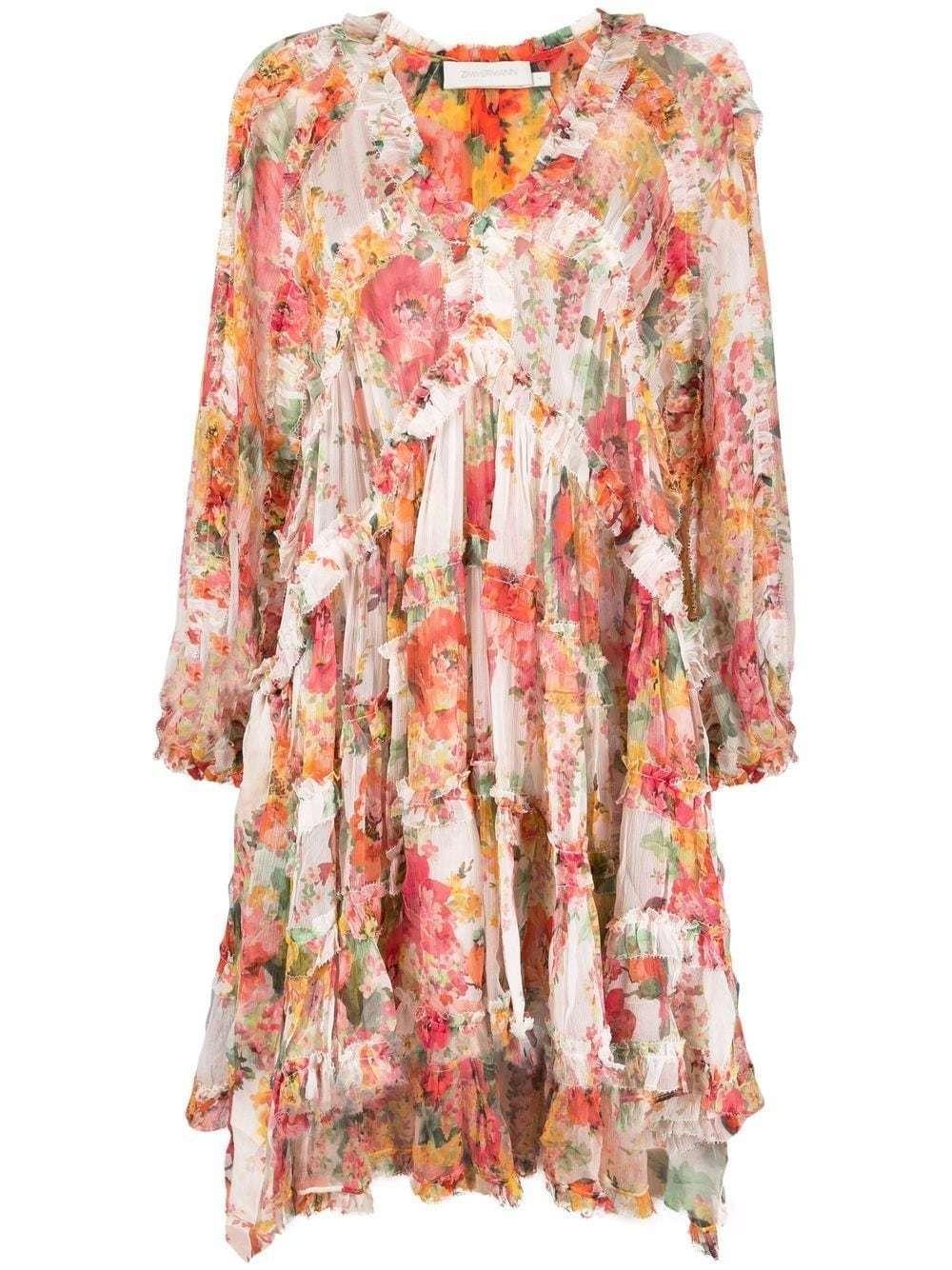 Zimmermann Mae Floral Frill Billow Mini Dress Size 3 photo 3