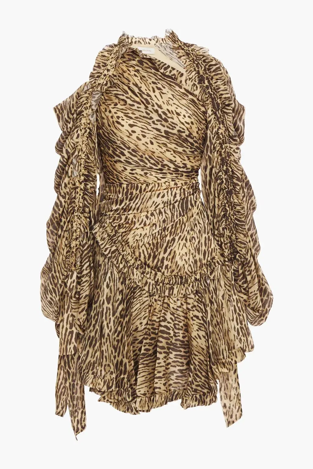 Zimmermann Cutout Leopard-print Silk Crepe De Chine Mini Dress Animal Print Size 0P/Au 6 photo 3