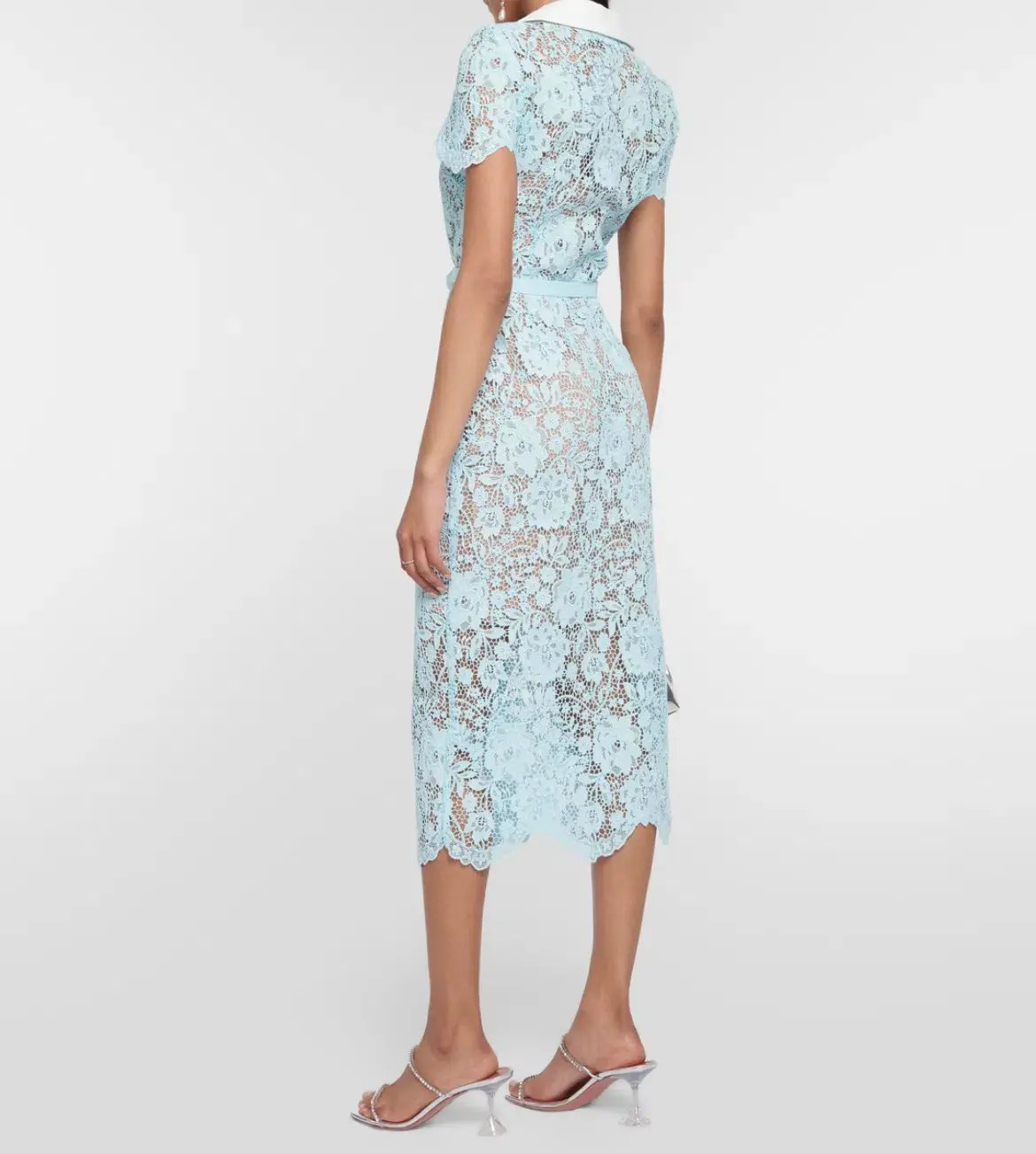 Self Portrait Lace Midi Dress Blue Size 6 photo 2