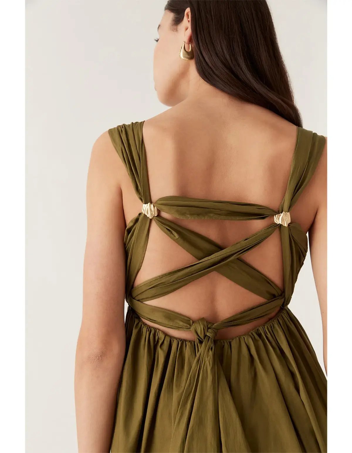 Aje Nova Tie Back Midi Dress Green Size 10 photo 4