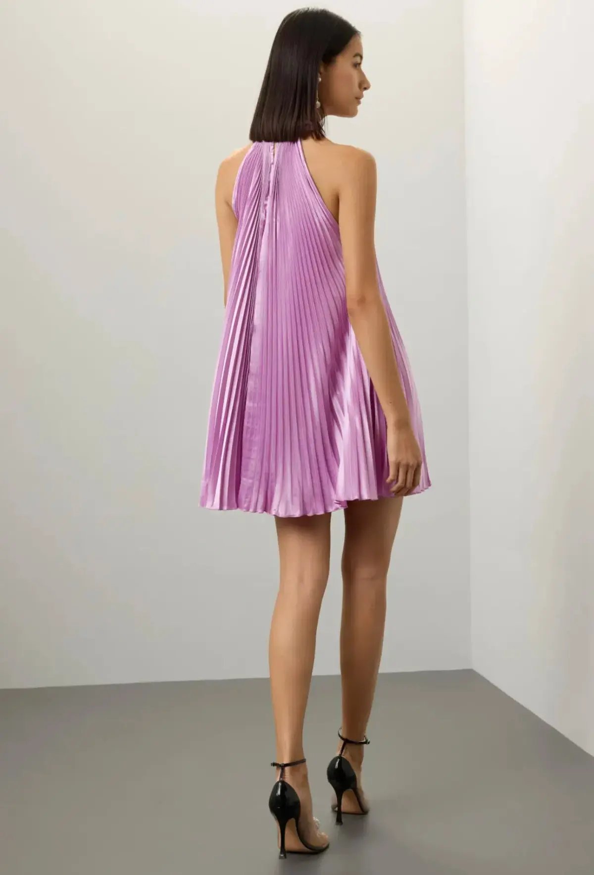 L’Idee Amour Pleated Mini Dress Purple Size 6 photo 3