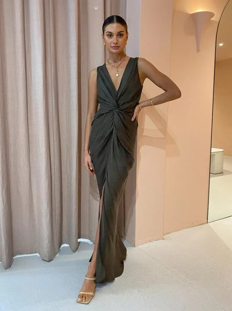 One Fell Swoop Gaia Maxi Dress in Lotus Suede Size 12 photo 4