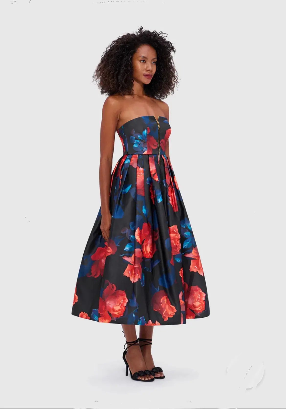 Leo Lin Norine Bustier Midi Dress Print Size 12 photo 3