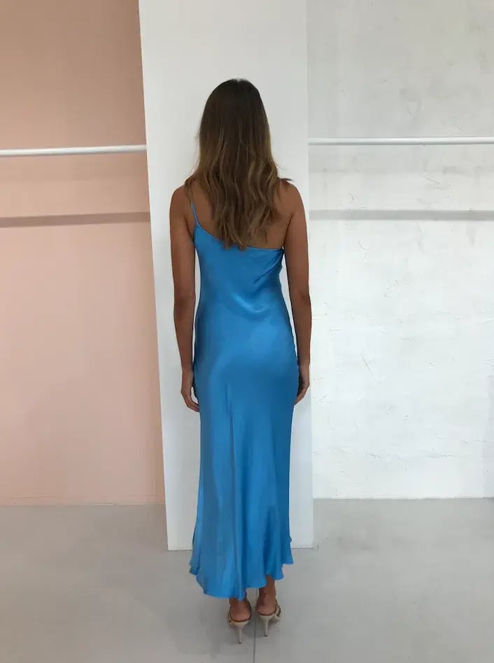 Bec & Bridge Frederic Asym Midi Dress Azure Blue Size 8 photo 2