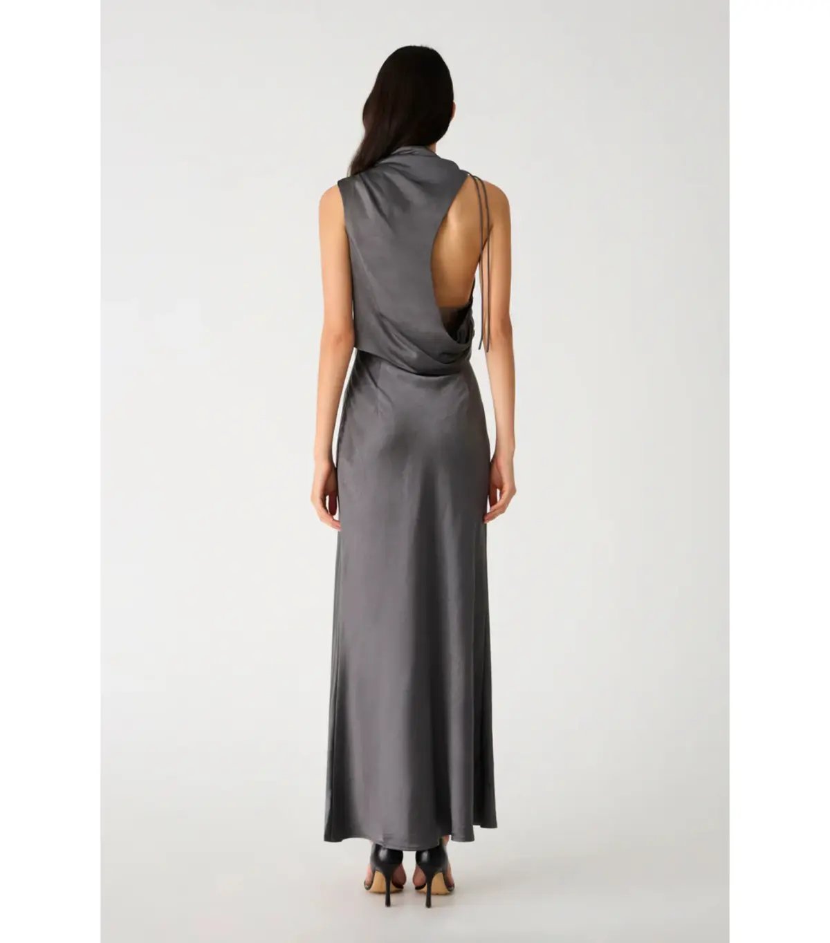 Misha Santana Gloss Satin Maxi Dress in Pewter Size 8/S photo 4