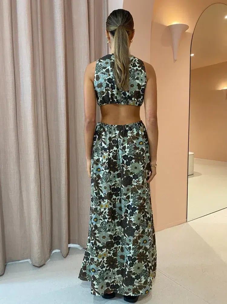 Sir the Label Constantine Cut Out Midi Dress Floral Size 3 / AU 12 photo 3