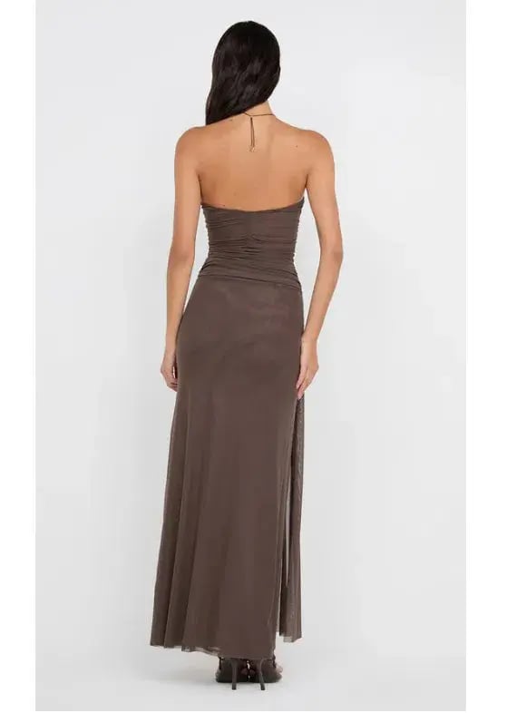 Bec & Bridge Ida Strapless Maxi Gown in Chocolate Brown Size AU 14 photo 3