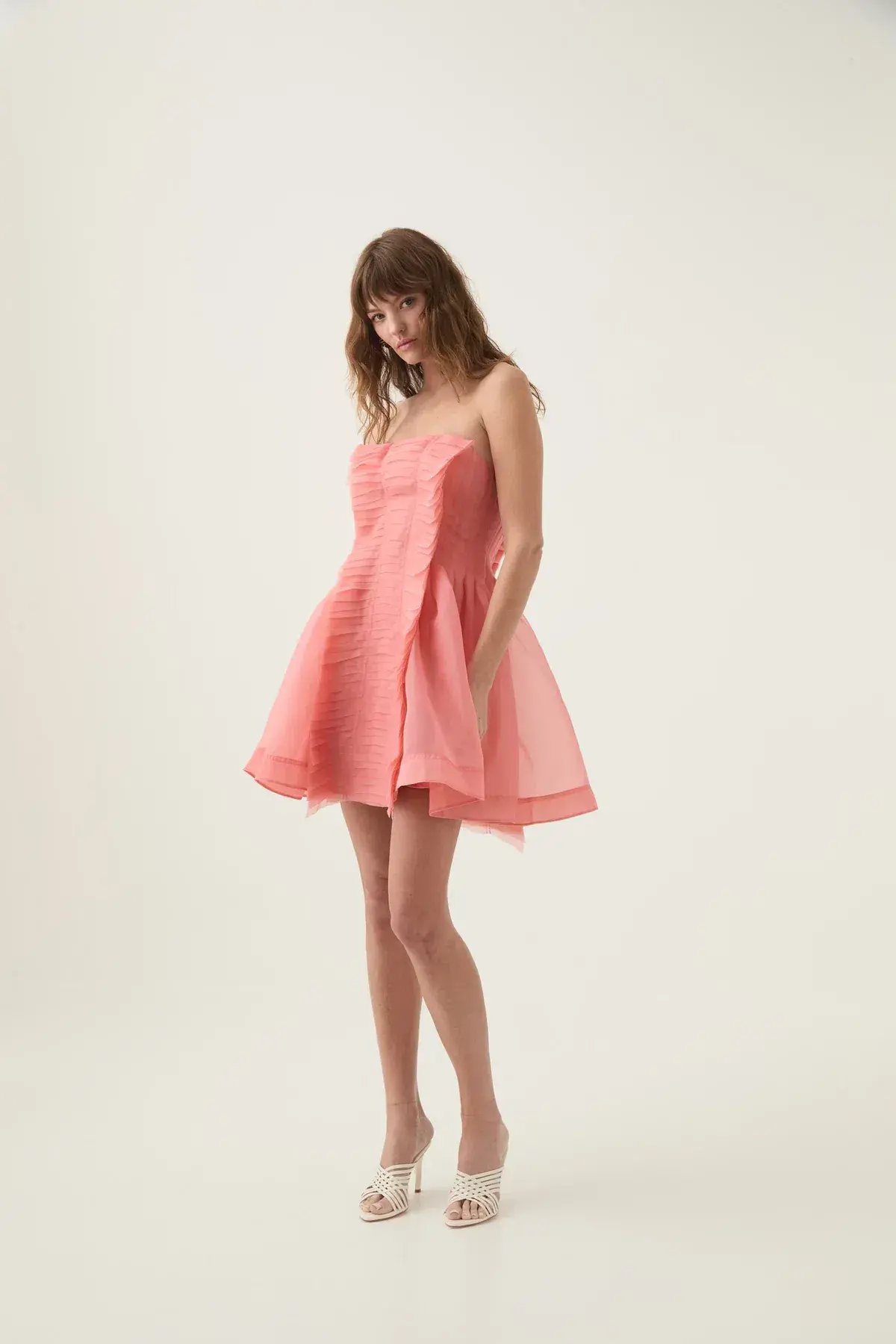 Aje Astrid Strapless Mini Dress Washed Coral Size AU 6 photo 3