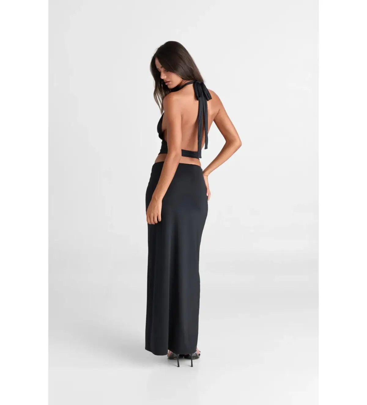 Sasha Therese Cleo Top and Maxi Skirt Set Black Size S AU 8 photo 3