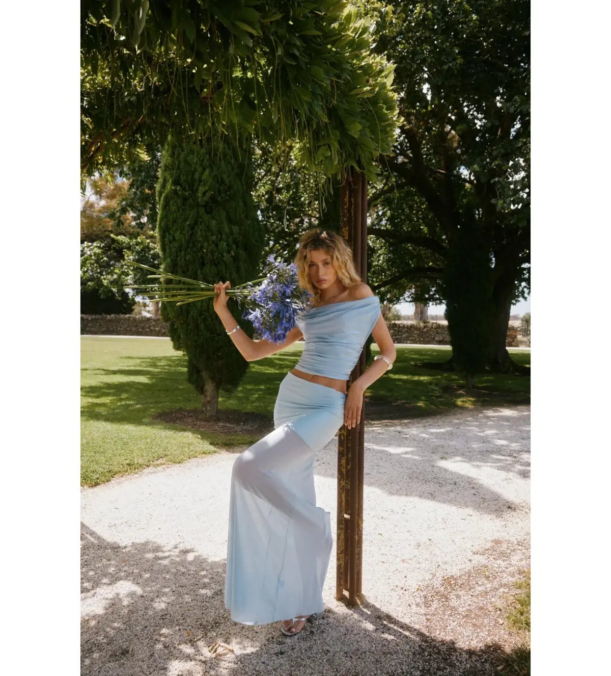 Ance Gria Grace Top and Maxi Skirt Set Sky Blue Size S AU 8 photo 2