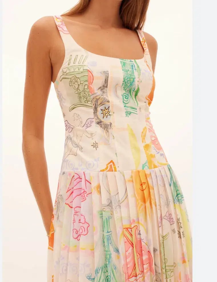 Kate Ford  Ethelinda Pleated Corset Midi Dress Solstice Print Size 4 / AU 14 photo 4