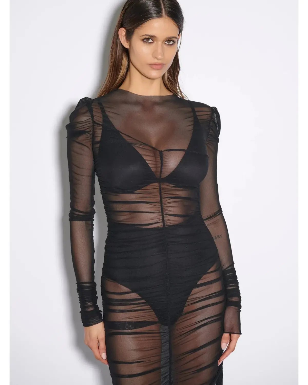 Effie Kats Rhodes Maxi Dress In Black Mesh Size AU 10 photo 3