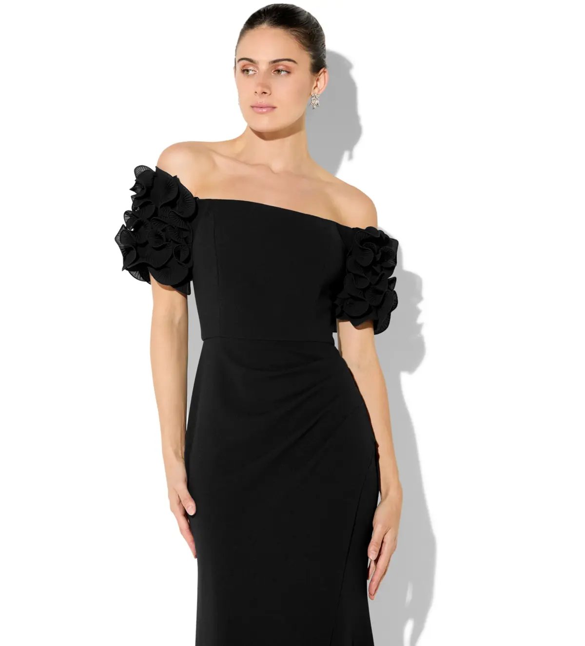 Montique Diana Ruffle Sleeve Gown in Black Size 14/L photo 3