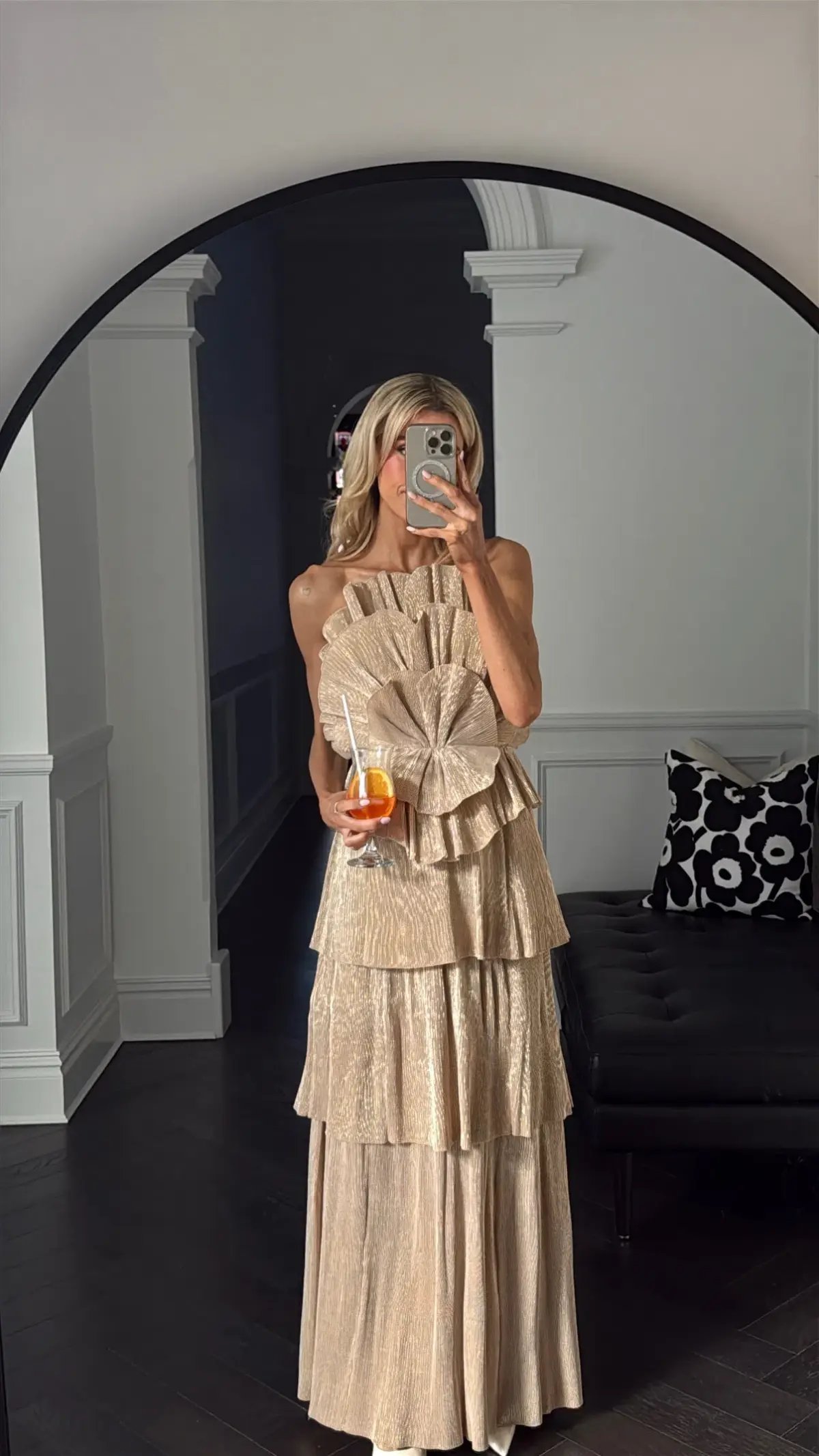 Aje Kyra Gown Gold Size 8 photo 3