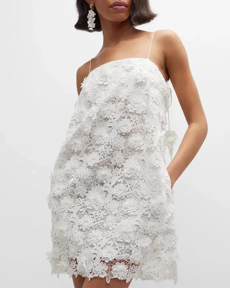 Zimmermann Raie Lace Flower Mini Dress Ivory Size 0P / AU 6P photo 3