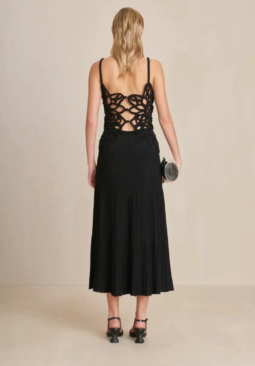 Cult Gaia Nalda Knit Midi Dress in Black Size XS / AU 6 photo 4