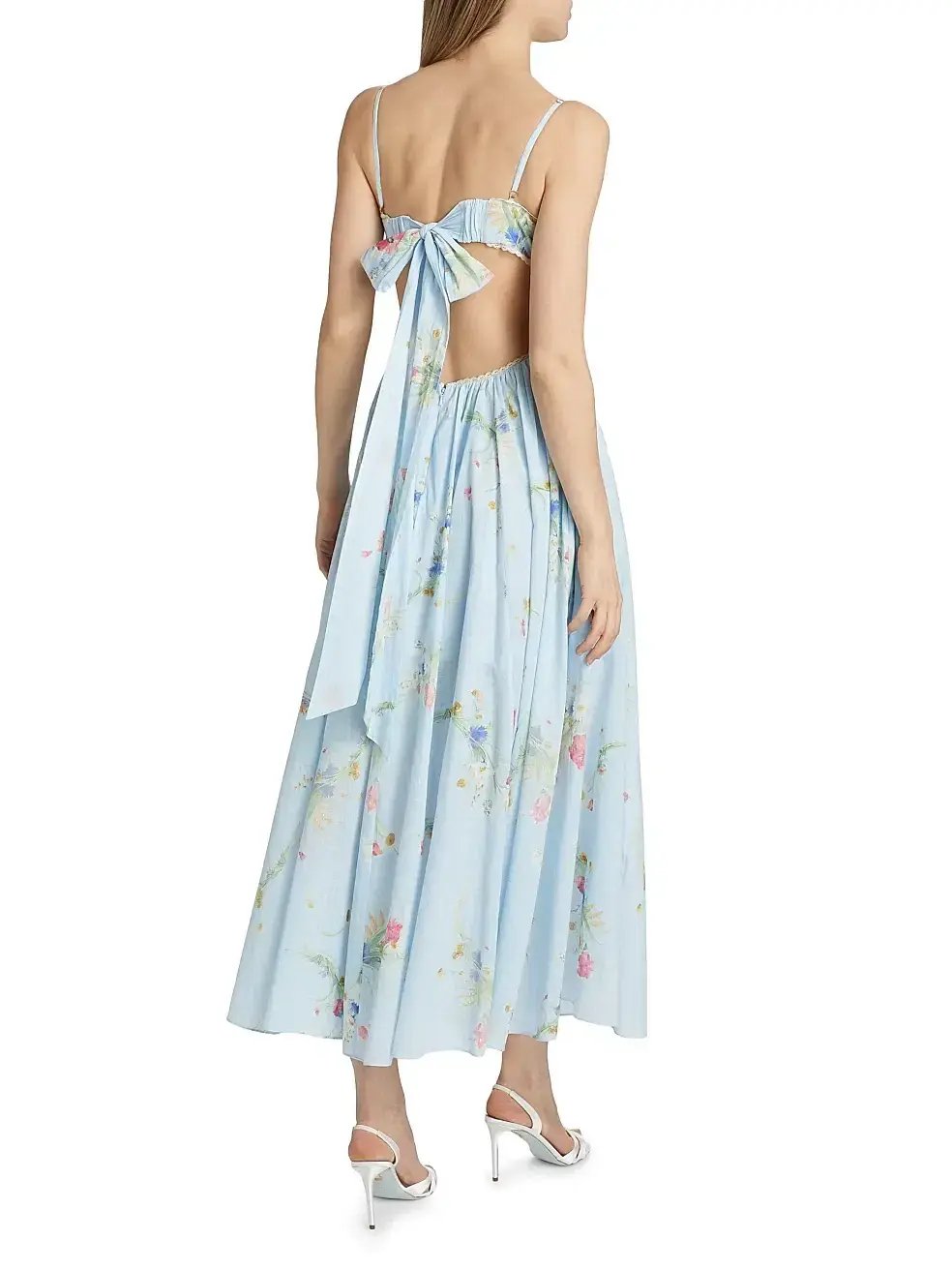 Zimmermann Lucky Picnic Floral Linen Maxi Dress in Blue Size 0 / AU 6 photo 3