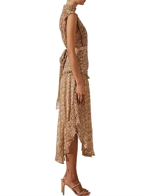 Shona Joy Ambar Sleeveless Open Back Chiffon Midi Dress Floral Size 8 photo 4