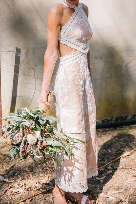 Zimmermann Corsage Lily Midi Halter Dress Cream/Nude Size 0 photo 6