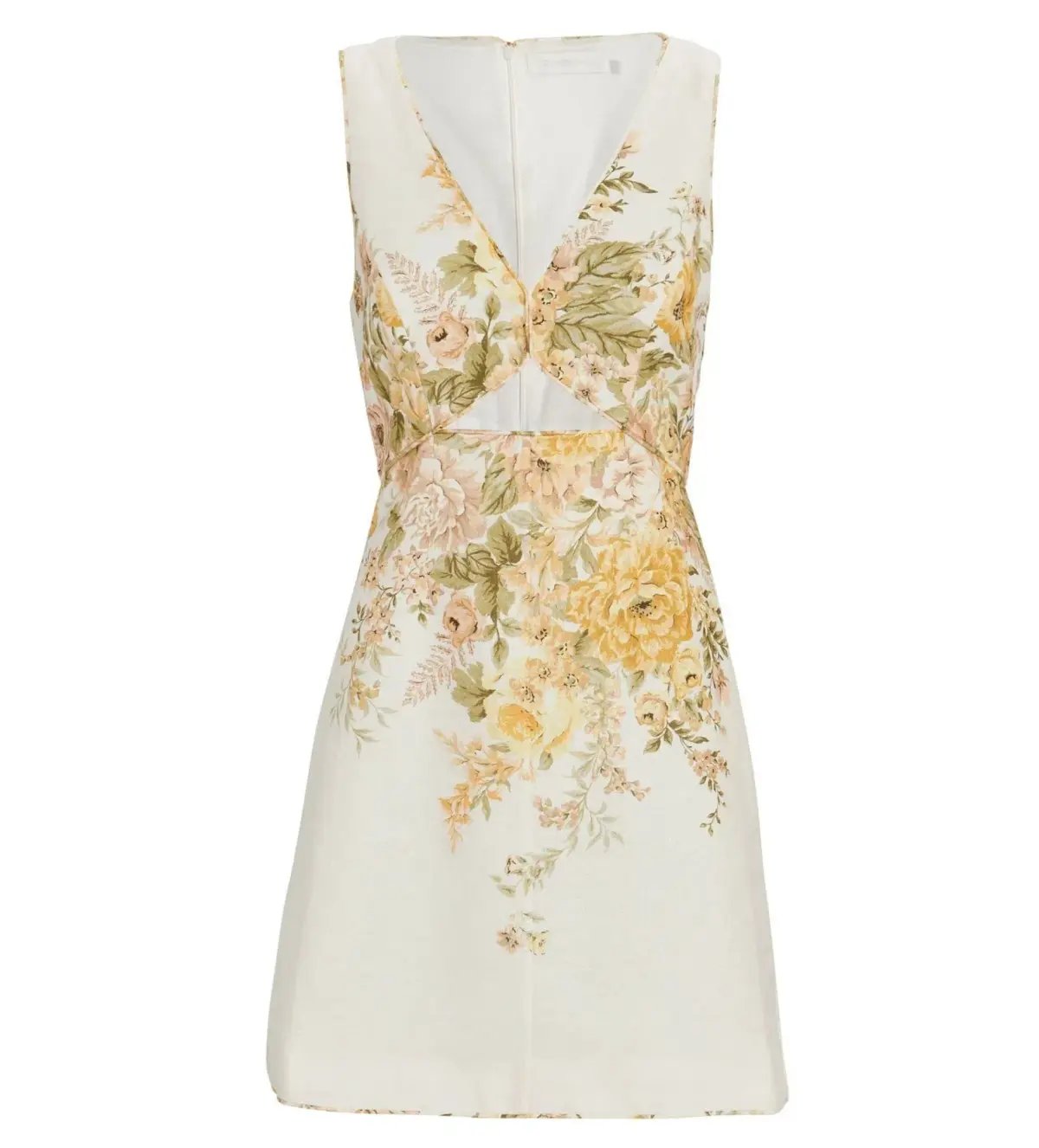 Zimmermann Amelie Cut Out Mini Dress Ivory Garden Floral Size 1 AU 10 photo 5