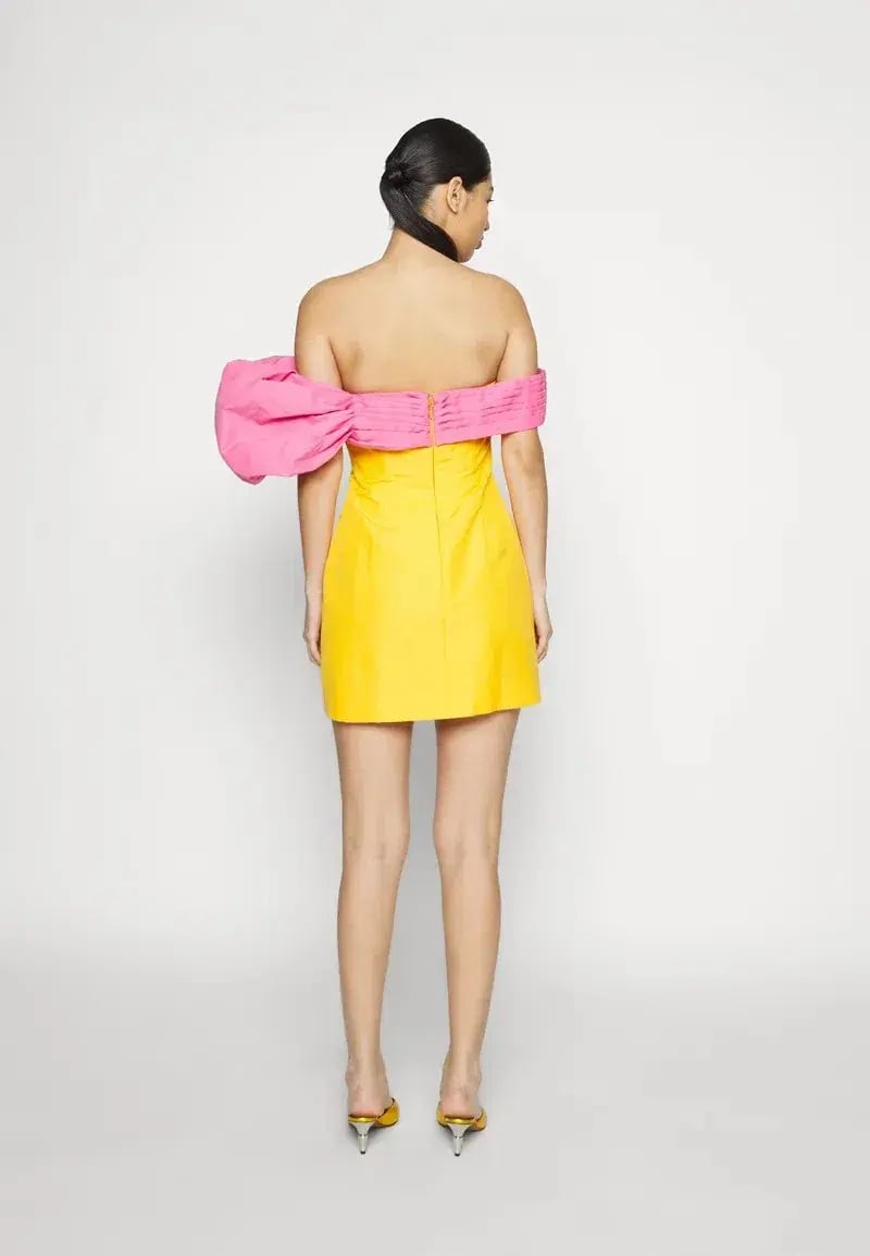 Rachel Gilbert Manuela Dress Yellow/Pink Size 8 photo 6