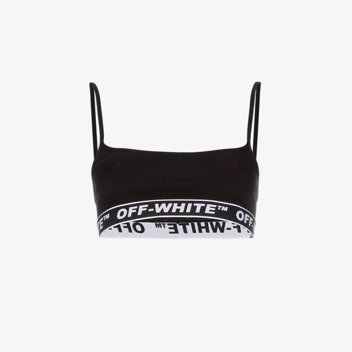 Off-White Logo Band Stretch Bra Top Black Size 8 photo 4
