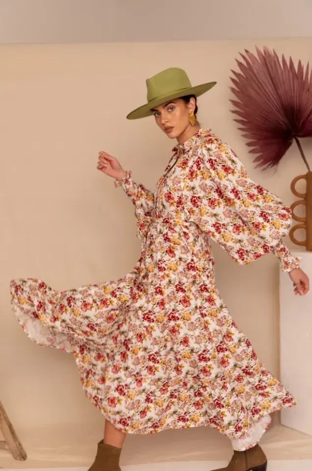 Aje Aurelia Floral Linen Gown Print Size 12 photo 3