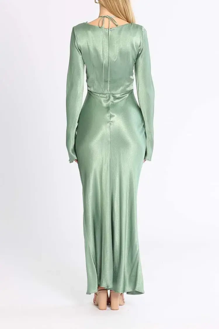Bec and Bridge Malyka Long Sleeve Maxi Dress Green Size 6 photo 3