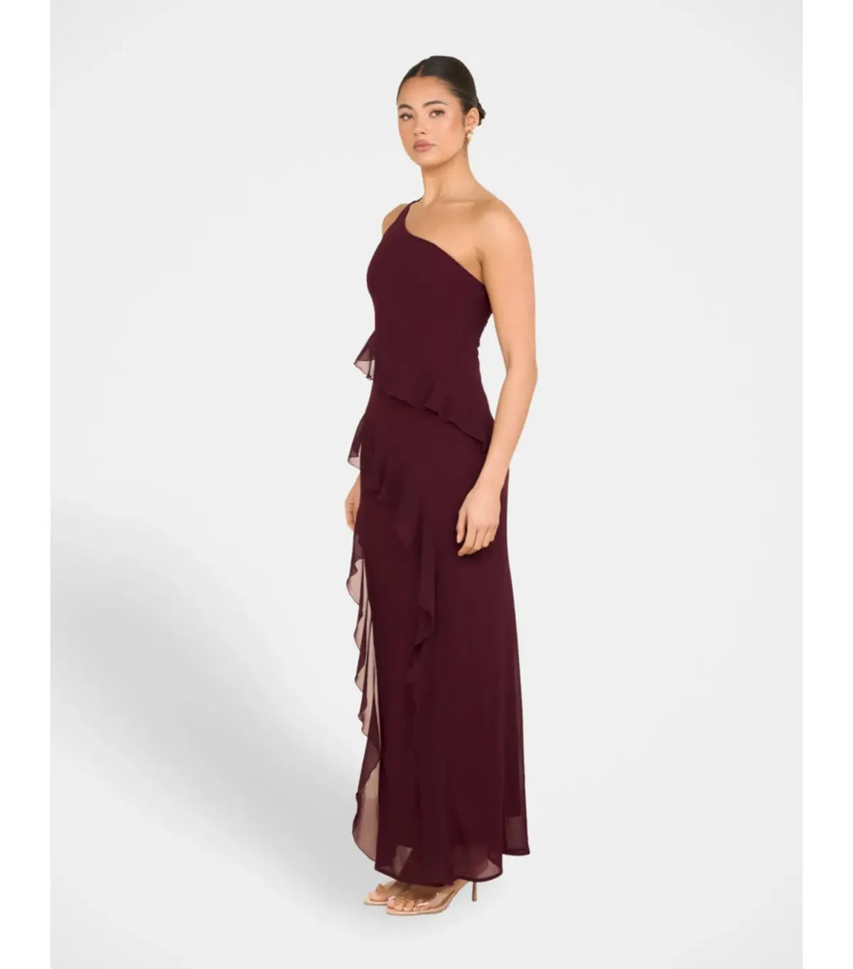 Pilgrim Dietrich One Shoulder Maxi Gown Burgundy Size AU 8 photo 2
