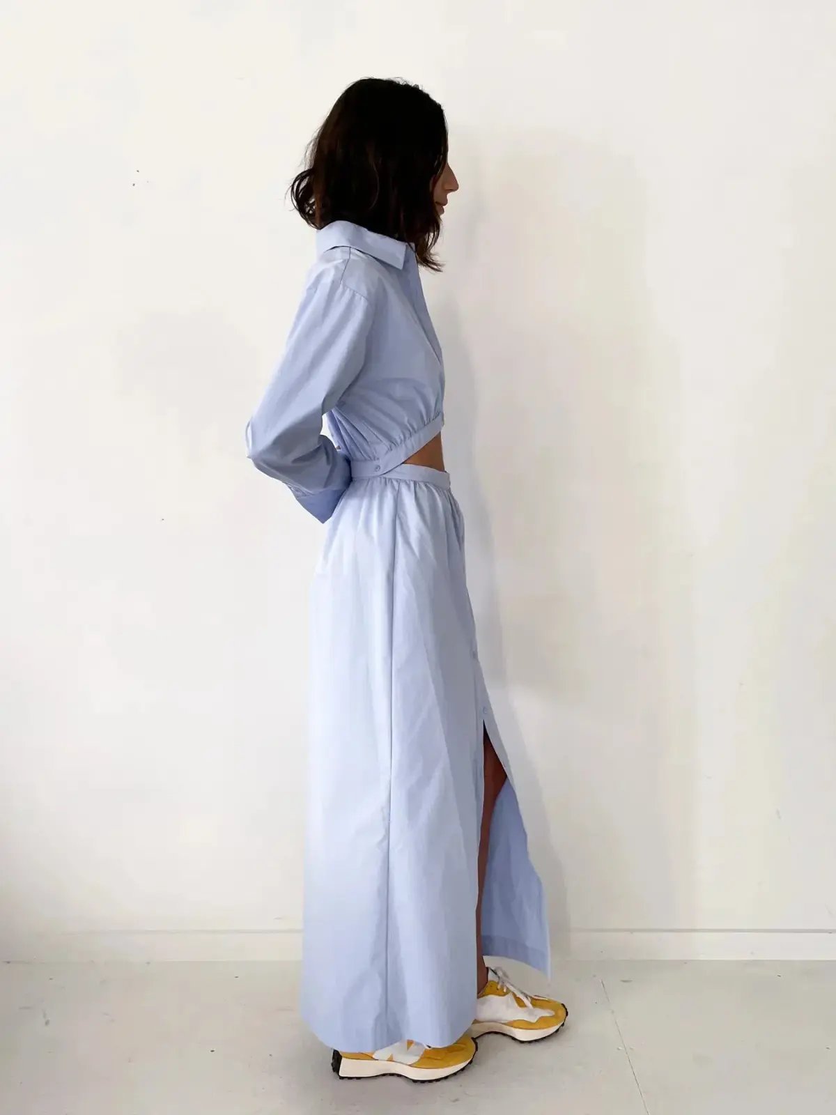 Sir the Label Ilkin Deconstructed Shirt Dress in Ice Blue Size 1/Au 8 photo 2