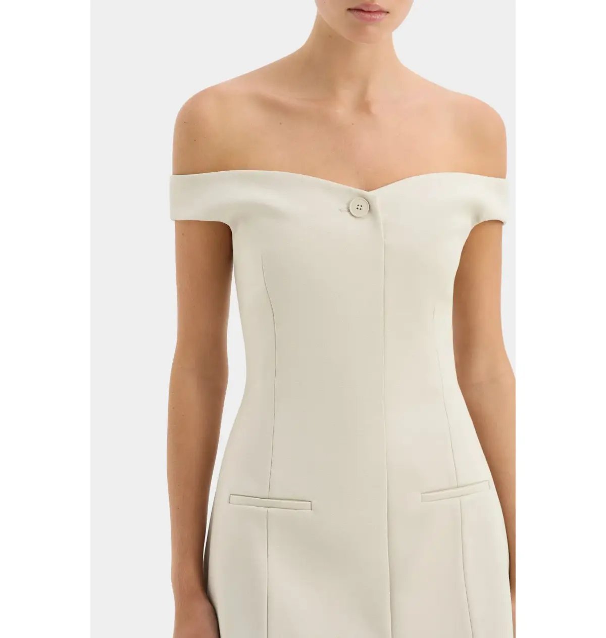 SIR THE LABEL Sandrine Off Shoulder Tailored Mini Dress ECRU Size 0 / AU 6 photo 2