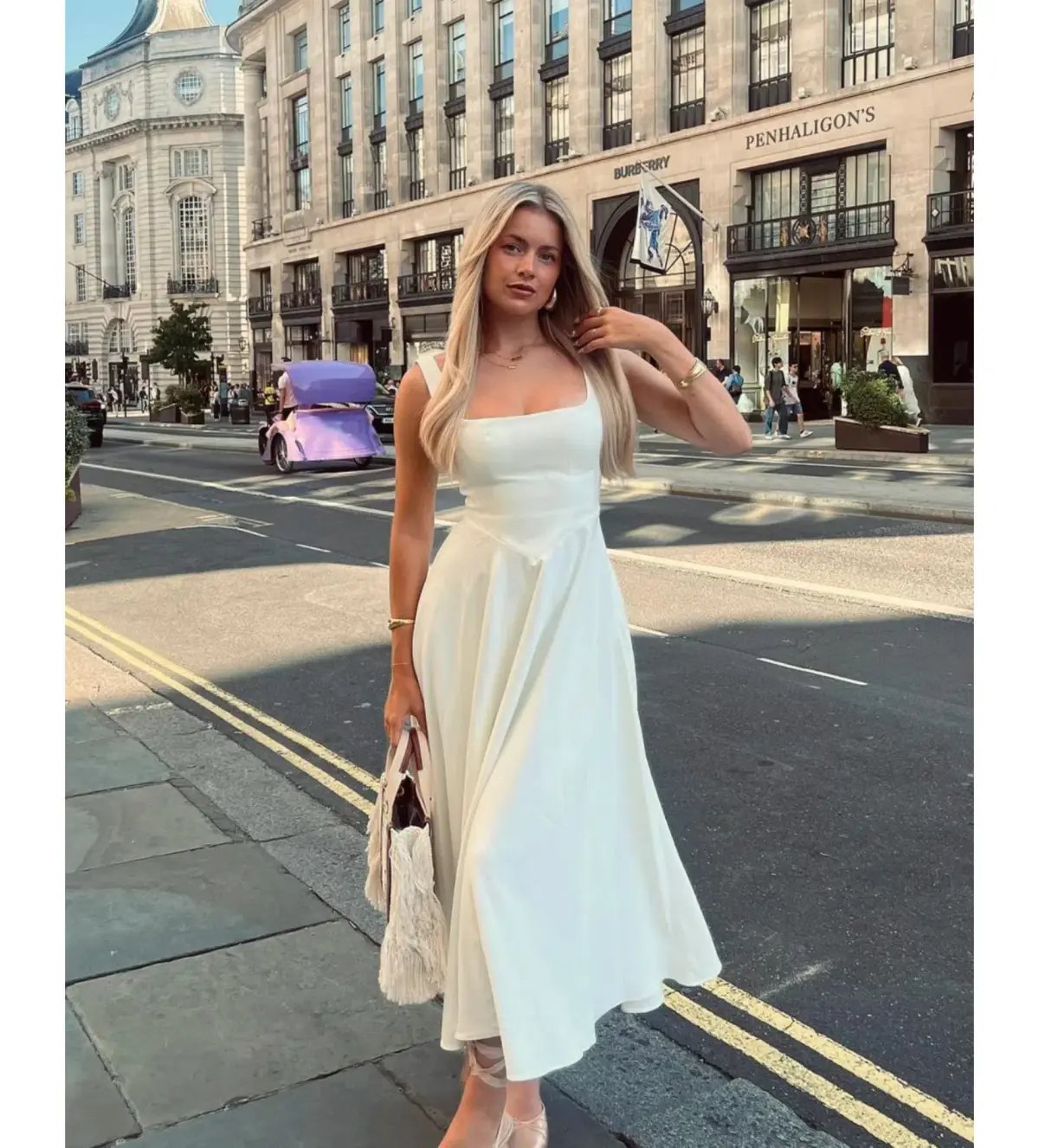 Odd Muse Ultimate Muse High Waist Square Neck Midi Dress White Size AU 10 photo 4