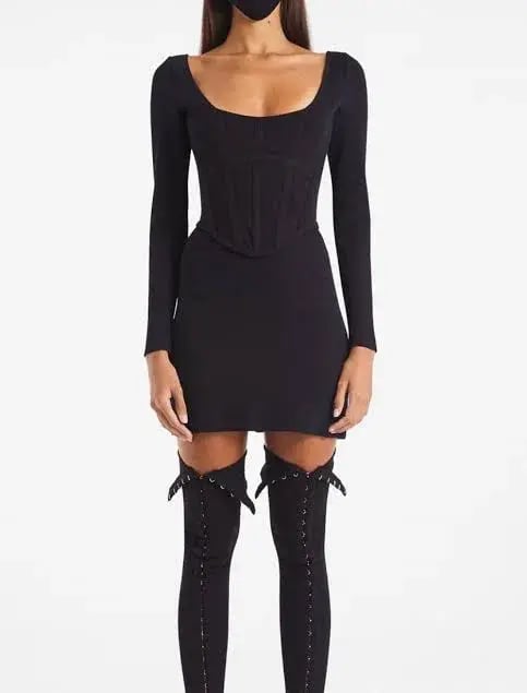 Dion Lee Rib Corset Mini Dress Black Size 10 photo 4