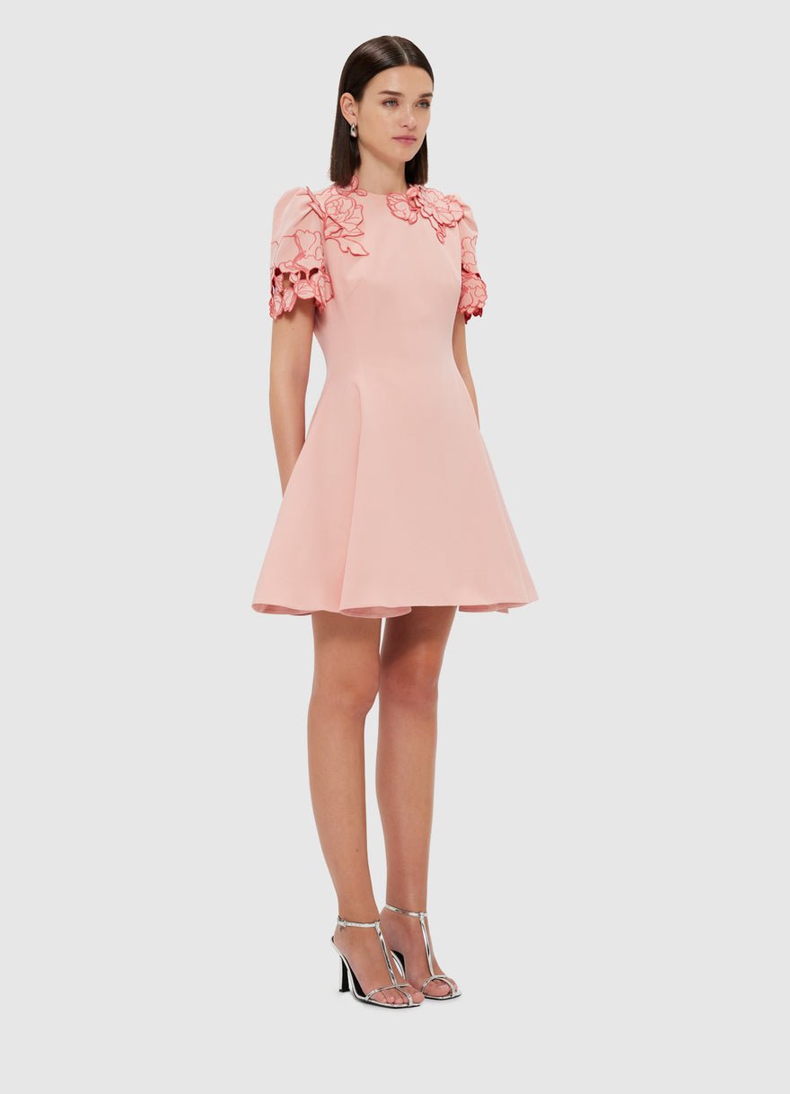 Leo Lin Elyse Appliqué Short Sleeve Mini Dress - Light Rose photo 3