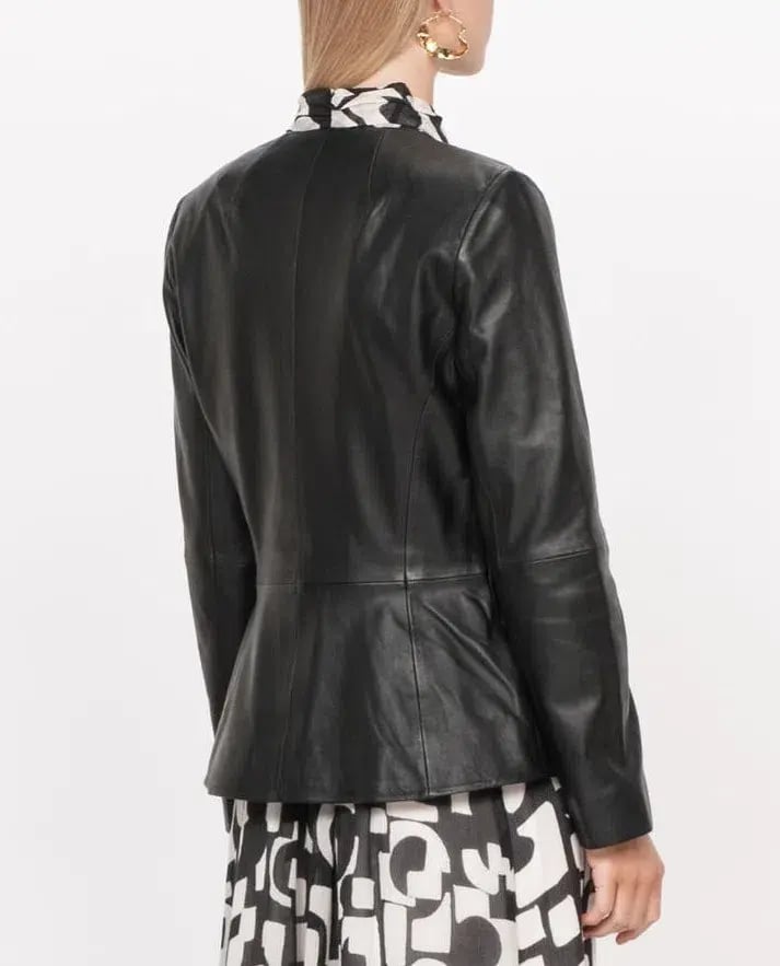 Veronica Maine Soft Leather Jacket Black Size 12 photo 3