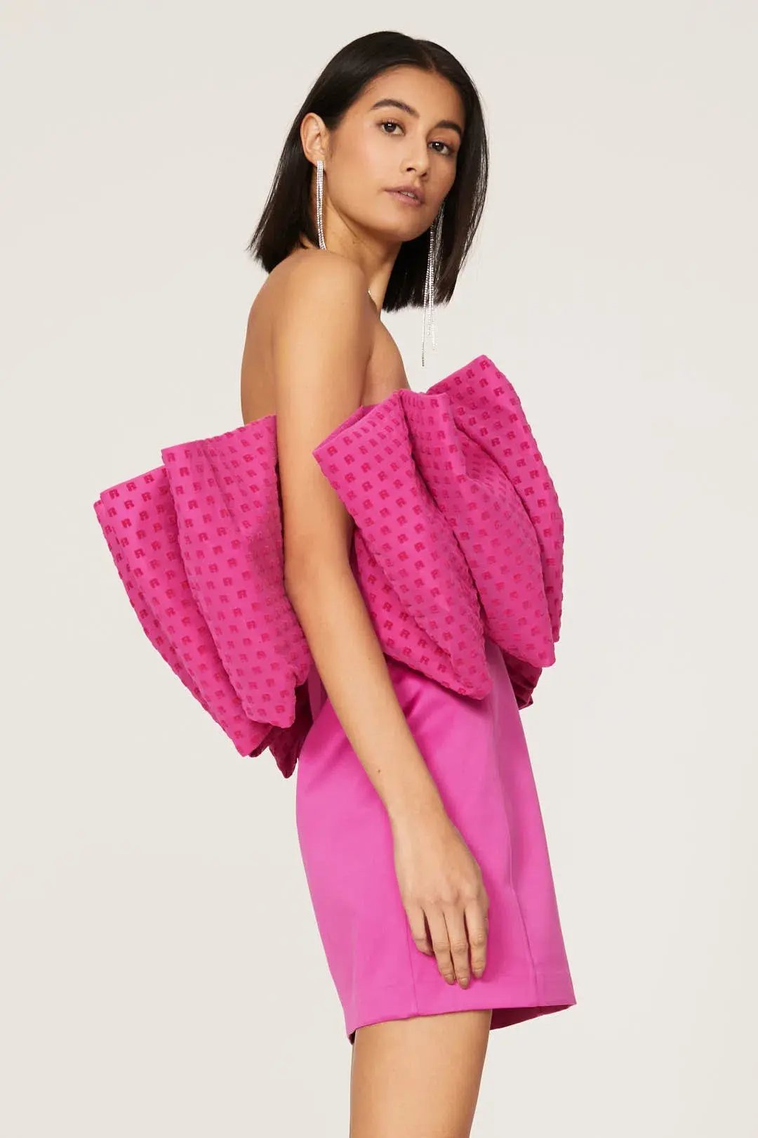 Rotate By Birger Christensen Natalie Bow Dress Pink Size 10 photo 2