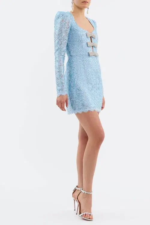 Rebecca Vallance Leyla Long Sleeve Mini Dress Blue Size AU 12 photo 2