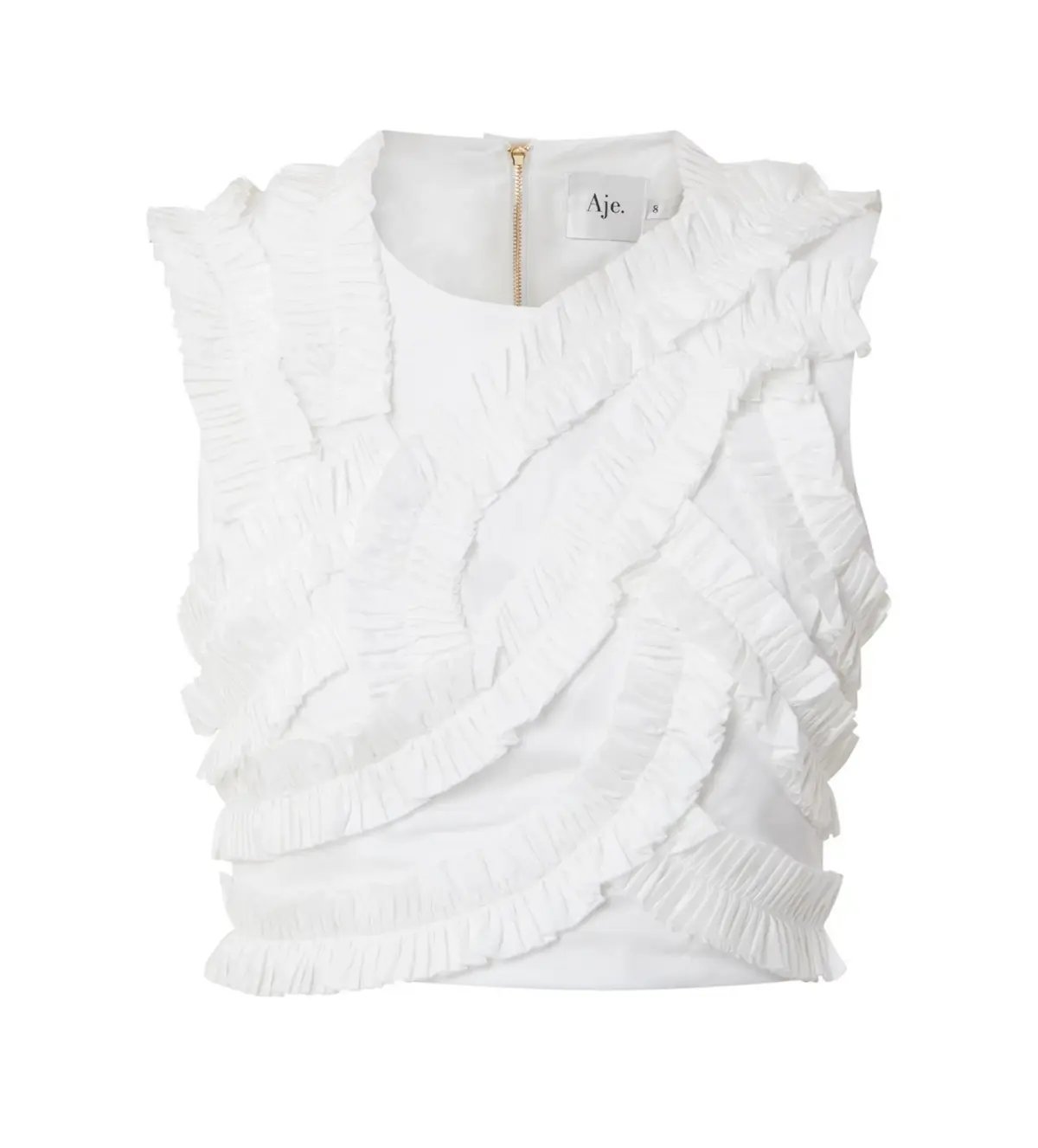 Aje Aurelia Frill Shell Top White Size 8 photo 2