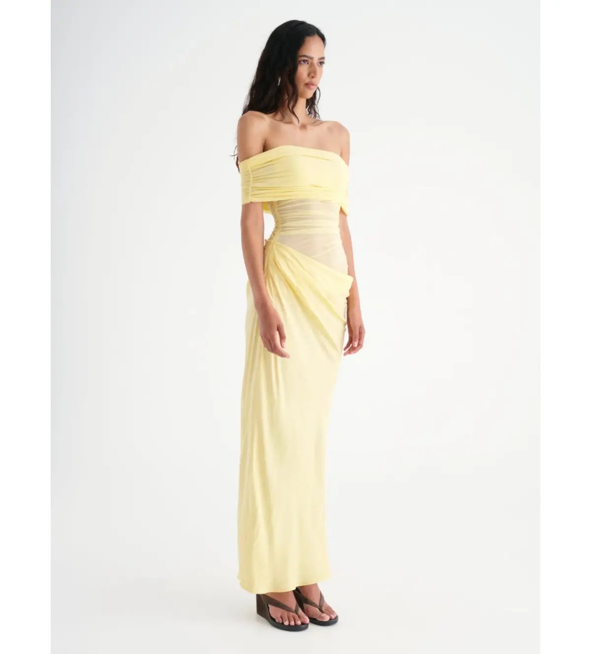 Benni Nico Off Shoulder Maxi Dress Yellow Size 6 photo 2