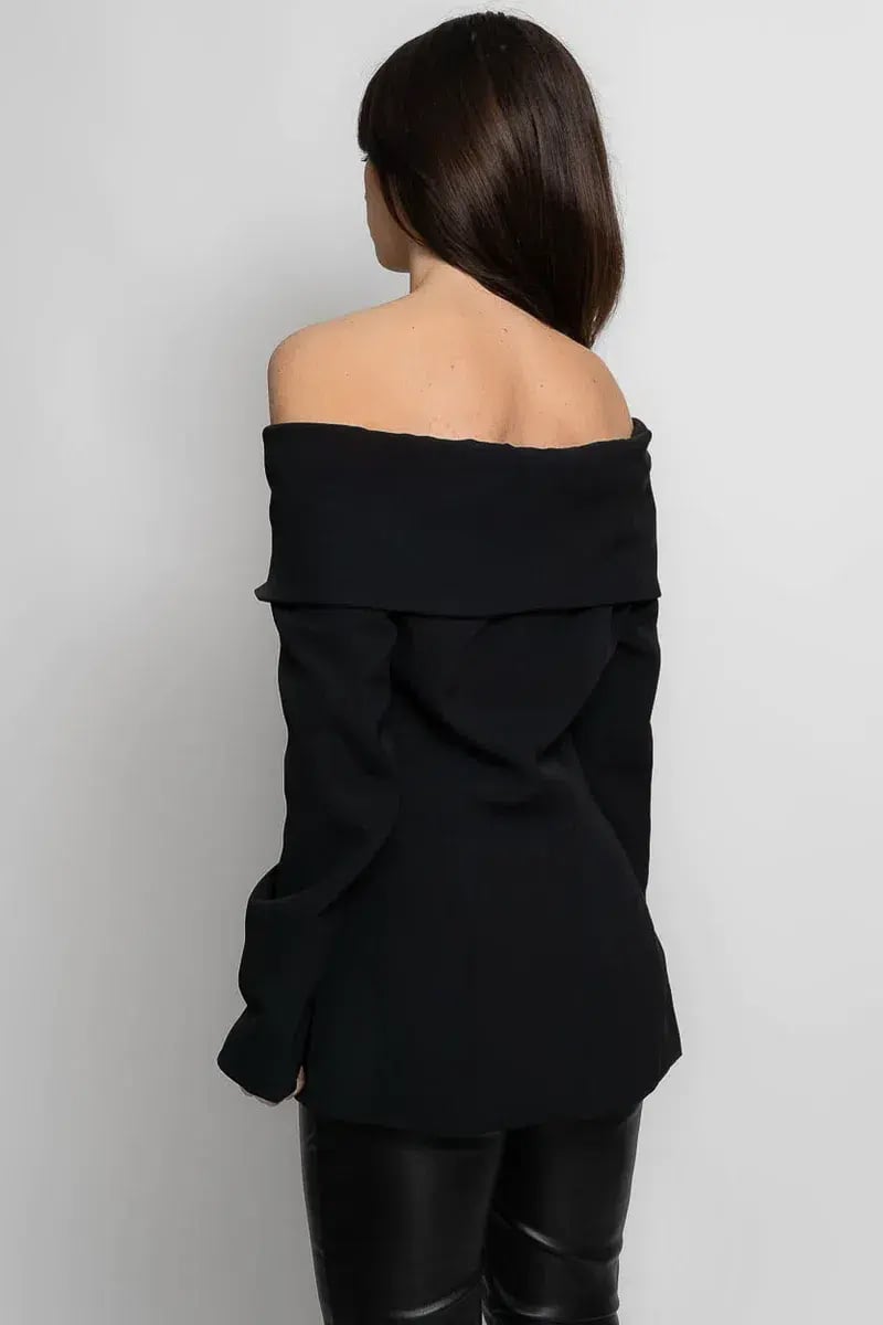 Sierra Darien Cut Out Shoulder Jacket and High Waist Loose Pants Set Black Size M / AU 10 photo 3
