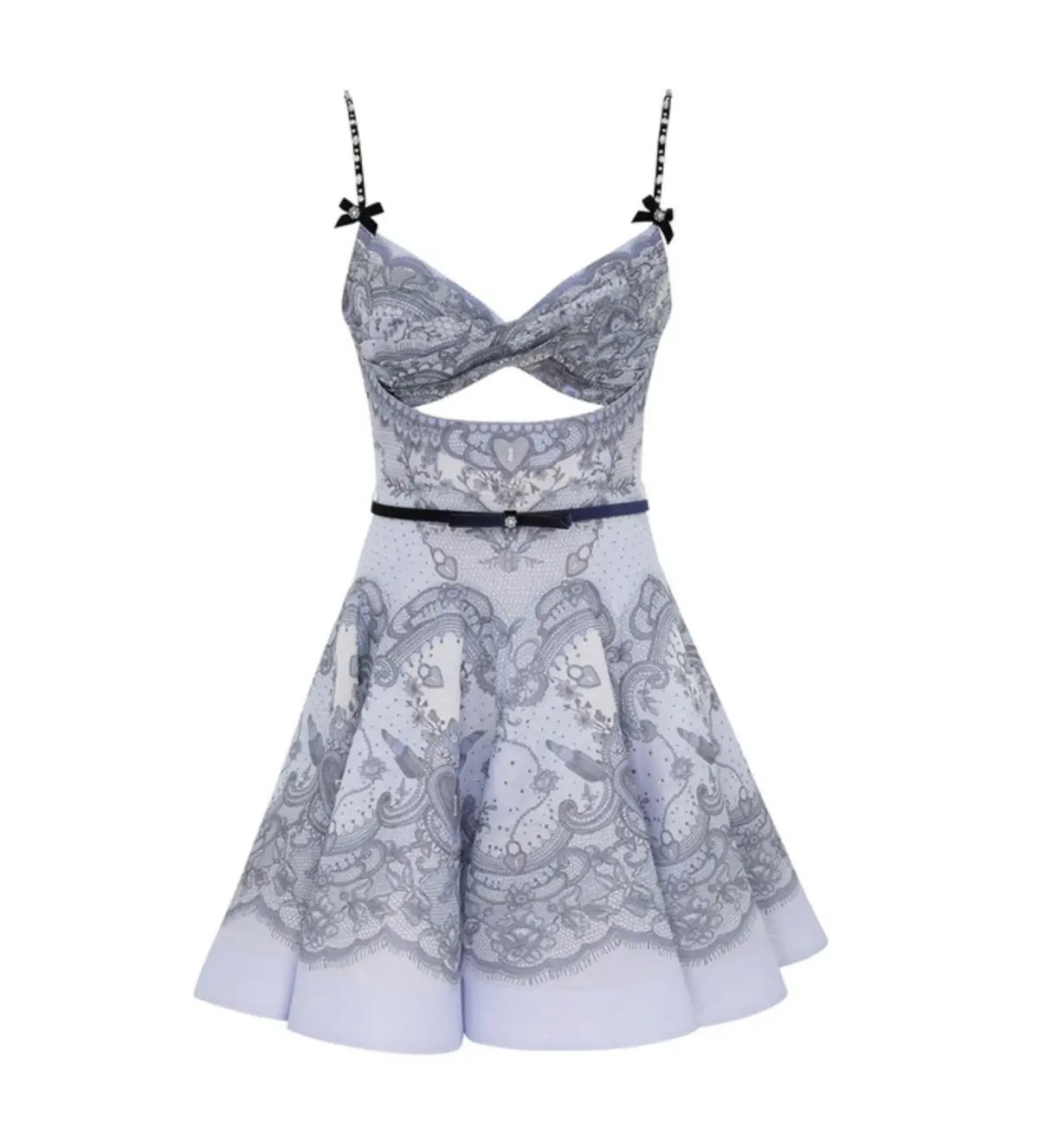 Zimmermann Crush Twist Front Mini Dress in Blue Lace Print Size 1 / AU 10 photo 3