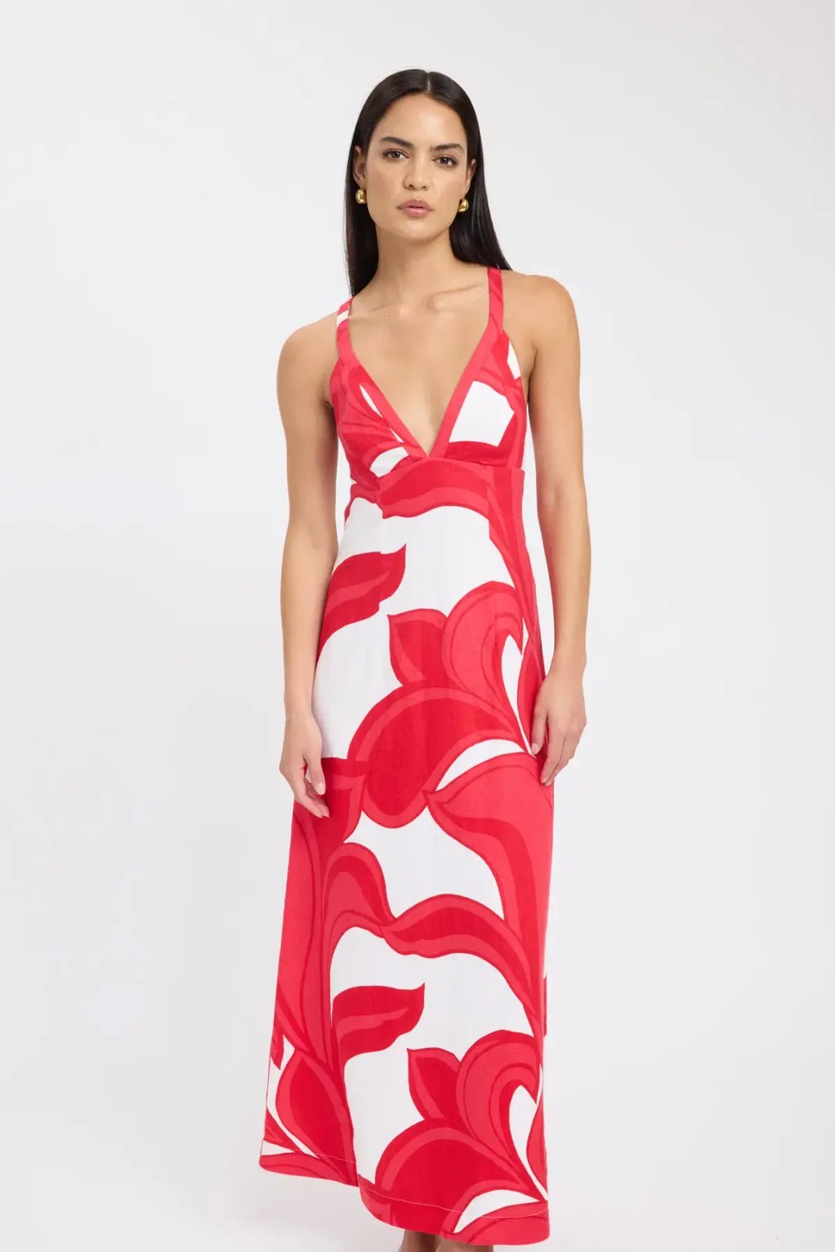 Kookai Zani Maxi Dress in Red White Size 8 photo 2