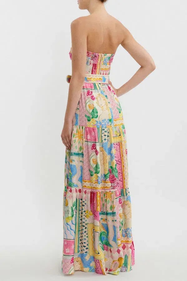 Rebecca Vallance Le Mur Rose Maxi Dress Print Size 10 photo 2