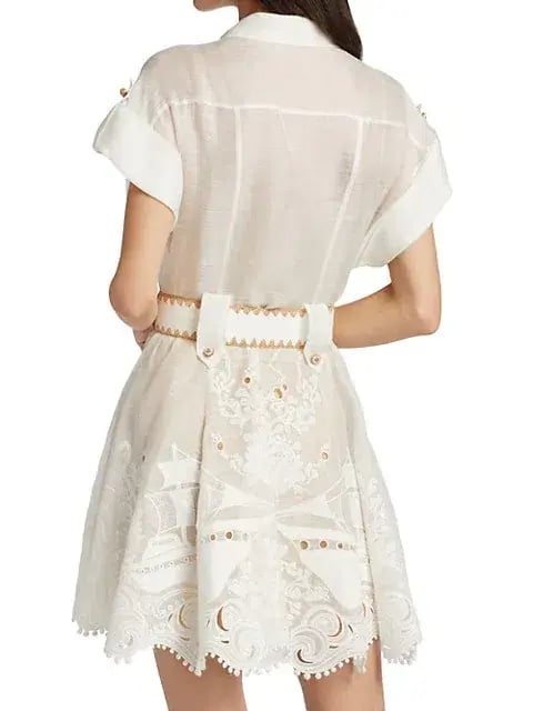 Zimmermann Postcard Belted Mini Dress Ivory Size 2/ AU 12 photo 6
