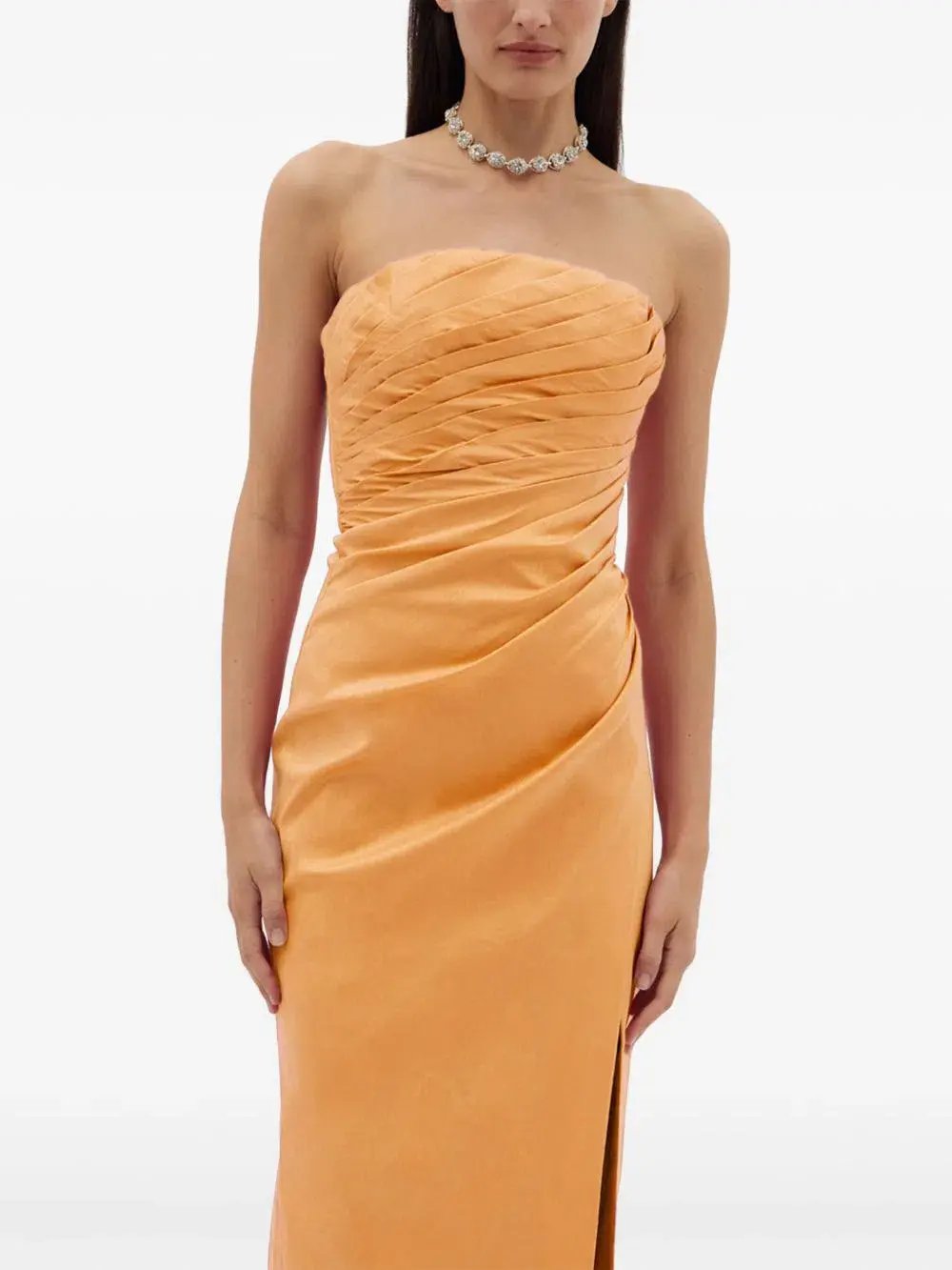 Rachel Gilbert Mira Strapless Gown Orange Amber Size 8 photo 5