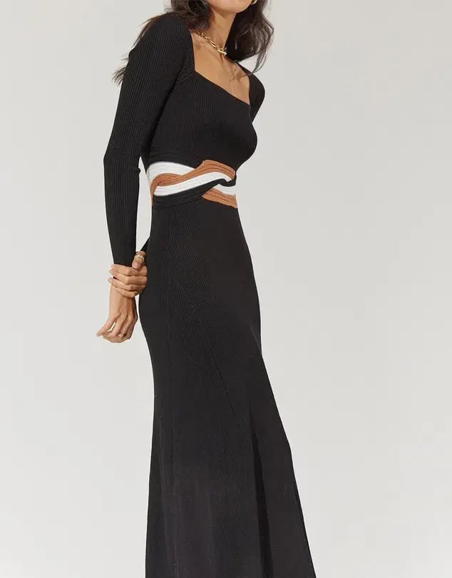 Sovere Inertia Knit Midi Dress Black Size 10 photo 4