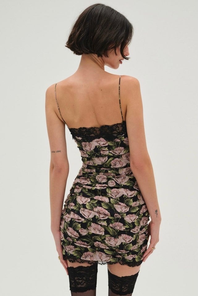 FOR LOVE & LEMONS FALLEN ROSE MINI DRESS - BLACK photo 3