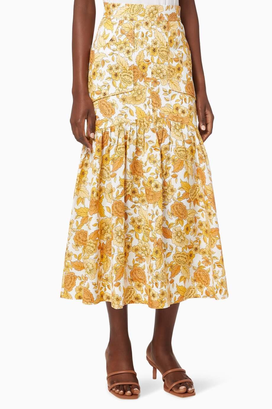 Shona Joy Margarita Linen Fitted Crop Top and Midi Skirt Set Print Size 10 photo 2