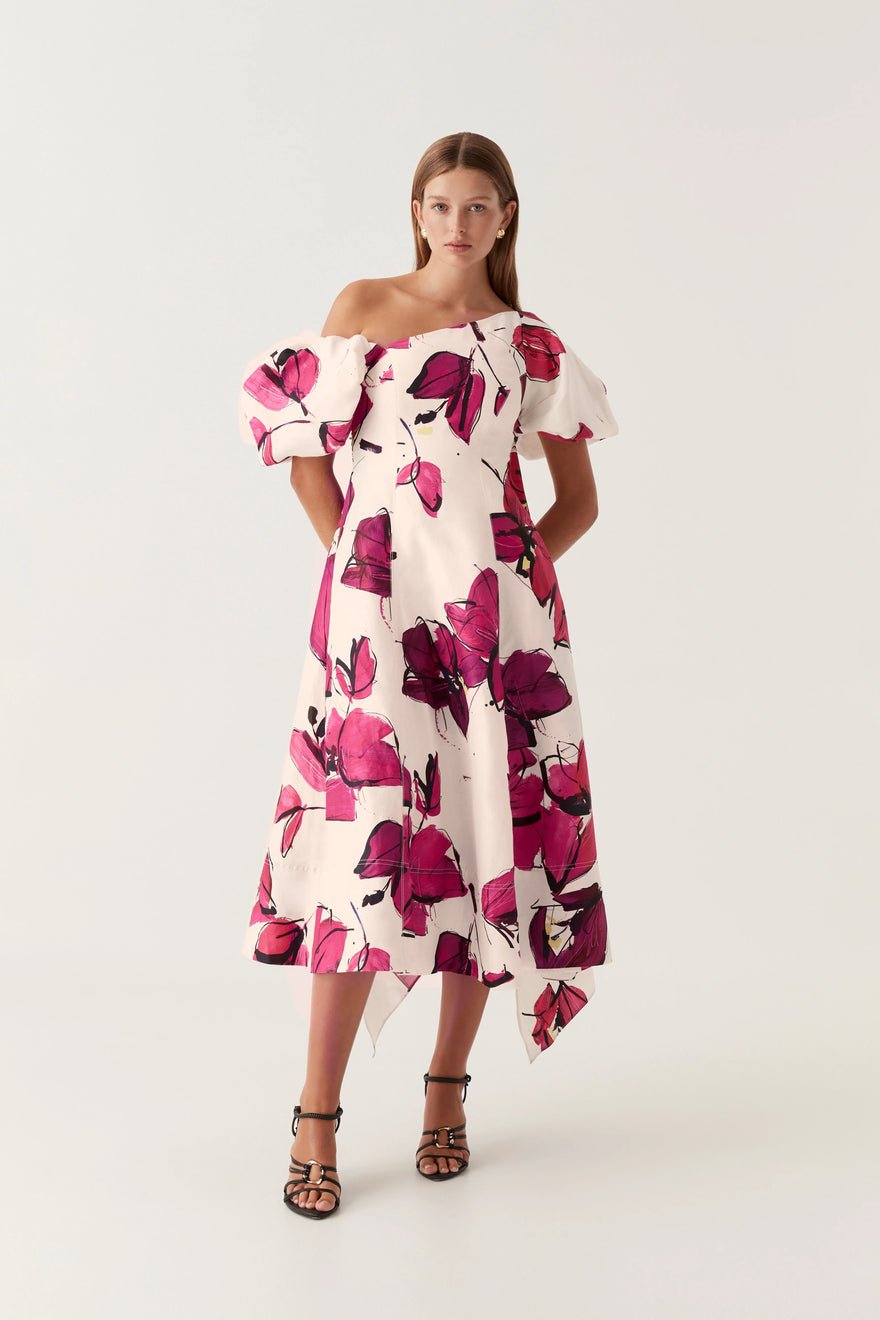 Aje Arista Tulip Sleeve Midi Dress | Falling Flowers photo 4